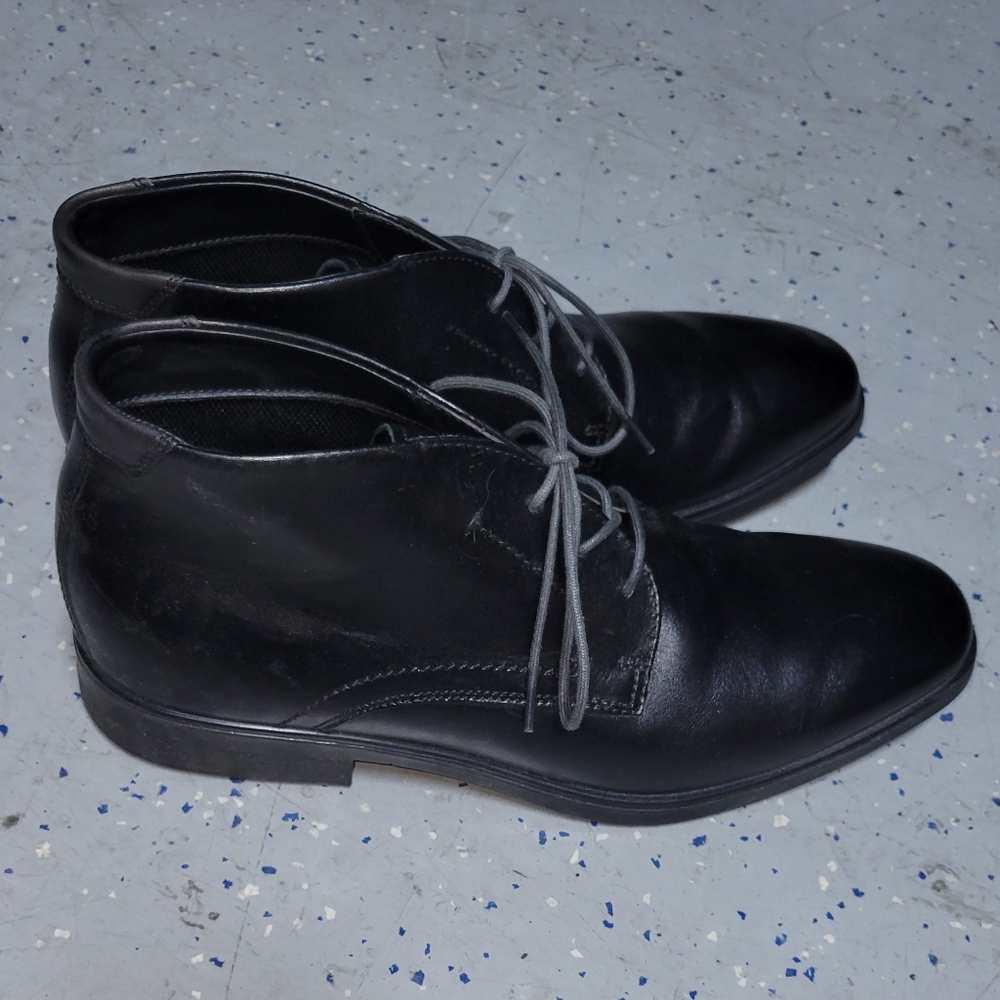 Ecco Men Ankle Chukka Boots Melbourne Size US 10 EUR 44 Black Leather